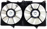 Front Radiator Dual Fan Assembly Plastic Direct Replacement Compatible with 2002-2003 Lexus ES300 / 2002-2006 Toyota Camry TO3115129 163630A180 167110A170 163610A120