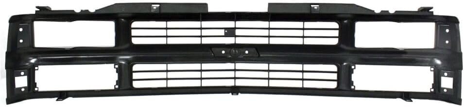 Front Grille Painted Black Shell & Cross Bar Insert With Dual Beam Headlamp Direct Replacement Compatible With 1994-2000 Chevrolet / 1994-1999 Suburban C-K Series GM1200239 15981092