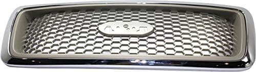 Front Grille Chrome Shell/Beige Honeycomb Insert Direct Replacement Compatible With 2004-2008 Ford F-150 FO1200427 FO1200502 4L3Z8200DA 7L3Z8200BA