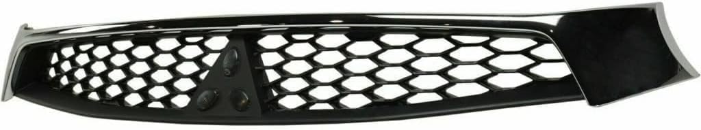 Front Grille Assembly Texture Black Insert With Chrome Molding Plastic Direct Replacement Compatible With 2016-2017 Mitsubishi Lancer MI1200267 7450B019