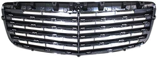 Front Grille Assembly Chrome Shell With Painted Gray Insert Plastic Direct Replacement Compatible With 2007-2009 Mercedes Benz E-Class MB1200147 21188017837246