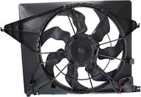 Front Radiator Cooling Fan Assembly Plastic Direct Replacement Compatible with 2010-2012 Hyundai Santa Fe / 2011-2015 Kia Sorento HY3115130 253801U201