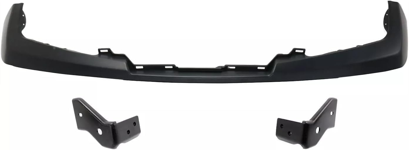 Front Bumper Upper Cover Primed Steel + Lower Valance + Stay Brackets Right Passenger & Left Driver Side Direct Replacement Compatible With 2005-2019 Nissan Frontier NI1014100