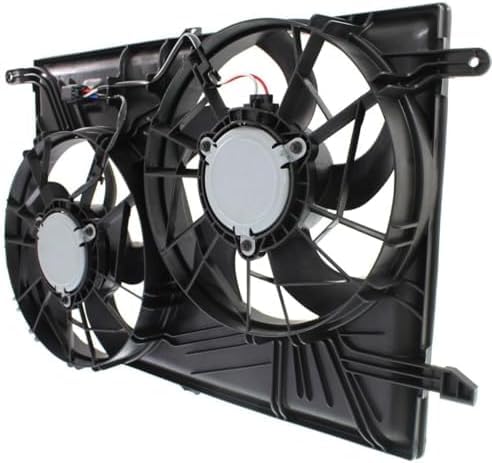 Front Radiator Dual Fan Shroud Assembly Direct Replacement Compatible with 2009-2017 Chevrolet Traverse / 2007-2017 GMC Acadia GM3115219 23434158