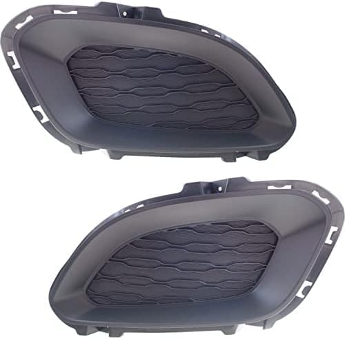 Set Of 2 Front Fog Light Cover Primed Plastic Right Passenger & Left Driver Side Direct Replacement Compatible With 2012-2015 Kia Rio KI1039122 KI1038122 865241W200 865231W200