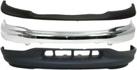 Front Bumper Chrome Steel + Upper Cover Primed + Lower Valance Textured Direct Replacement Compatible With 1999-2002 Ford F-150 FO1002356 FO1057282 FO1095194 XL3Z17757AA