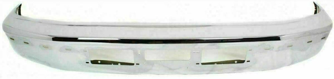 Front Bumper Chrome Steel + Moldings + Arm Mounting Brackets Left Driver & Right Passenger Side Direct Replacement Compatible With Ford F-Series & Bronco 1992-1996 FO1002254
