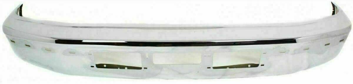 Front Bumper Chrome Steel + Moldings + Arm Mounting Brackets Left Driver & Right Passenger Side Direct Replacement Compatible With Ford F-Series & Bronco 1992-1996 FO1002254