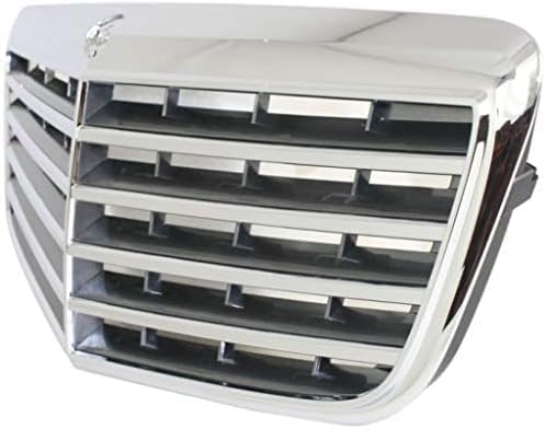 Front Grille Assembly Chrome Shell With Painted Gray Insert Plastic Direct Replacement Compatible With 2007-2009 Mercedes Benz E-Class MB1200147 21188017837246