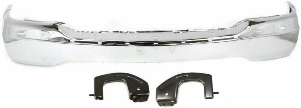 AUTOS PARTS PLUS Front Bumper Chrome + Grille + Upper Cover + Lower Valance Primed + Outer Brace Brackets Direct Replacement Compatible With 1999-2002 GMC Sierra / 2000-2006 Yukon 1500 2500
