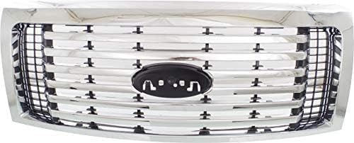 Front Grille Chrome Shell And Insert Plastic Direct Replacement Compatible With 2010-2012 Ford F-150 FO1200531 AL3Z8200C