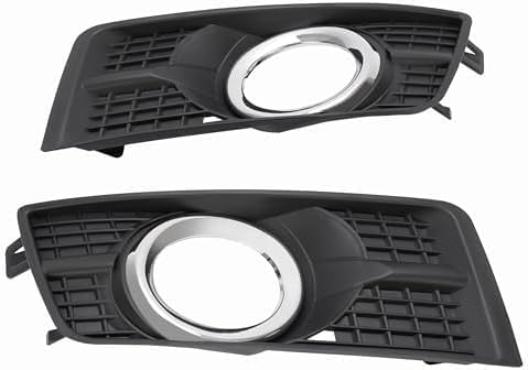 Set Of 2 Front Fog Lights Molding Primed Plastic with Chrome Trim Left Driver & Right Passenger Side Direct Replacement Compatible With 2010-2016 Cadillac SRX GM1039125 GM1038125