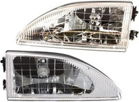 Set Of 2 Front Headlight Assembly Halogen Right Passenger & Left Driver Side Direct Replacement Compatible With 1994-1998 Ford Mustang FO2502161 FO2503161 F4ZZ13008D F4ZZ13008C
