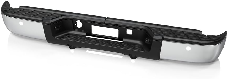 Rear Bumper Face Bar & Step Pad Chrome Steel Direct Replacement Compatible With 2007-2013 Chevrolet Silverado/GMC Sierra 1500 GM1103148 20899360-PFM