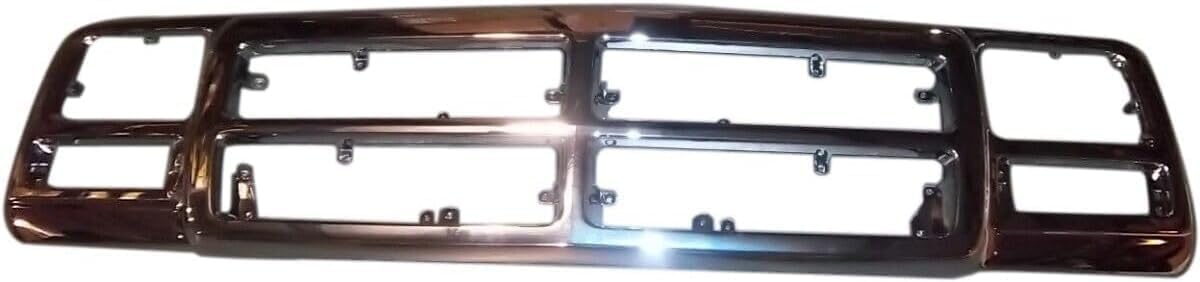 Front Grille Surround Frame Chrome Plastic Direct Replacement Compatible With 1991-1993 Dodge Full Size Pickup CH1200137 83506568AB