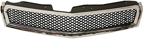 Front Bumper Upper & Lower Grille Chrome Shell And Primed Insert Direct Replacement Compatible With 2009-2012 Chevrolet Traverse GM1200615 GM1036120 15943196 20756061