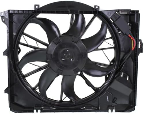 Front Radiator Single Fan Assembly Plastic Without Turbo Direct Replacement Compatible with 2006-2013 BMW 3-Series / 2008-2013 128i BM3117101 17427562080