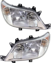 Set Of 2 Front Head Light Assembly Halogen Right Passenger & Left Driver Side Direct Replacement Compatible With 2003-2006 Dodge Sprinter / 2002-2006 Freightliner 2500 3500 CH2503172