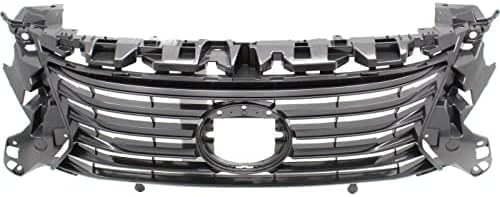 Front Grille Dark Gray Shell And Insert Plastic Direct Replacement Compatible With 2016-2018 Lexus ES300h / ES350 LX1200179 5311106850