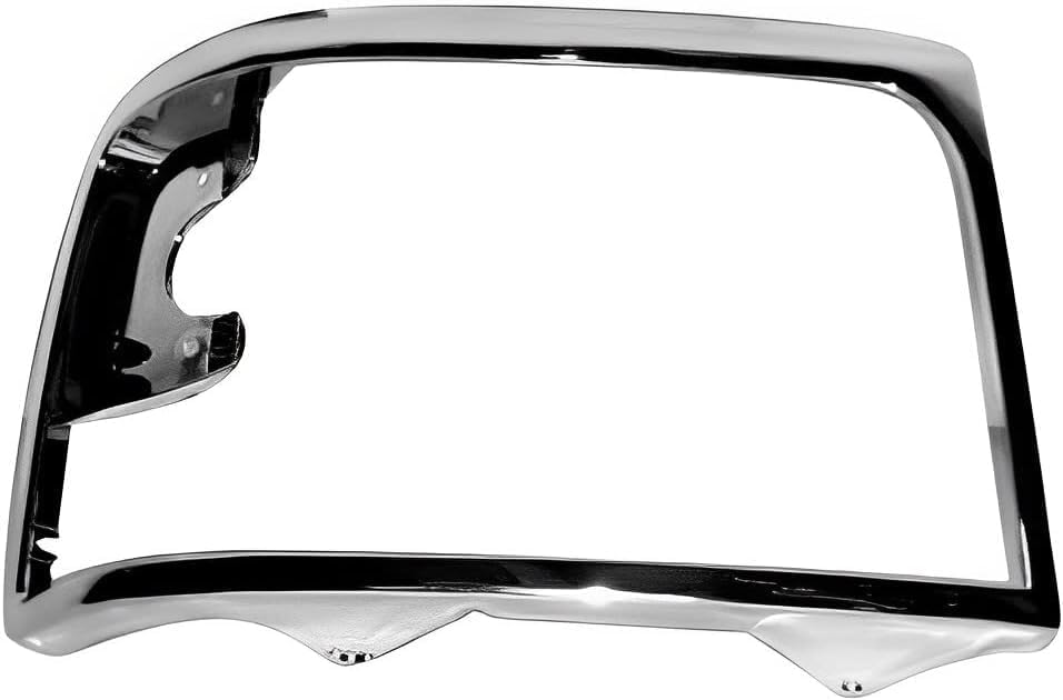 Front Head Light Door Bezel Chrome Steel Right Passenger Side Direct Replacement Compatible With 1992-1997 Ford F-Series FO2513131 F2TZ13064C