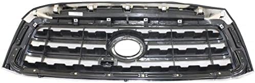 Front Grille Assembly Chrome Shell With Silver Insert Plastic Direct Replacement Compatible With 2008-2017 Toyota Sequoia TO1200329 531000C190