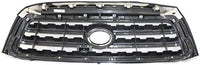 Front Grille Assembly Chrome Shell With Silver Insert Plastic Direct Replacement Compatible With 2008-2017 Toyota Sequoia TO1200329 531000C190