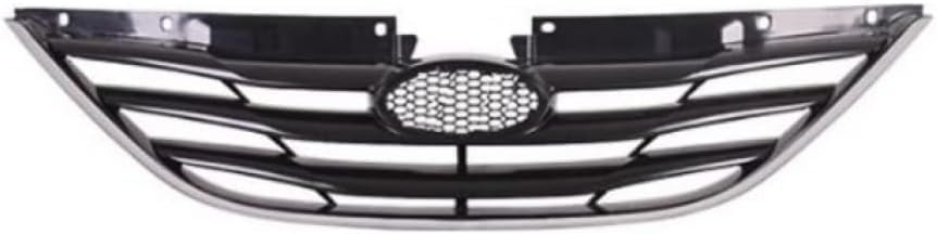 Front Grille Primed Shell And Insert With Chrome Molding Direct Replacement Compatible With 2011-2013 Hyundai Sonata HY1200162 863503S000-PFM