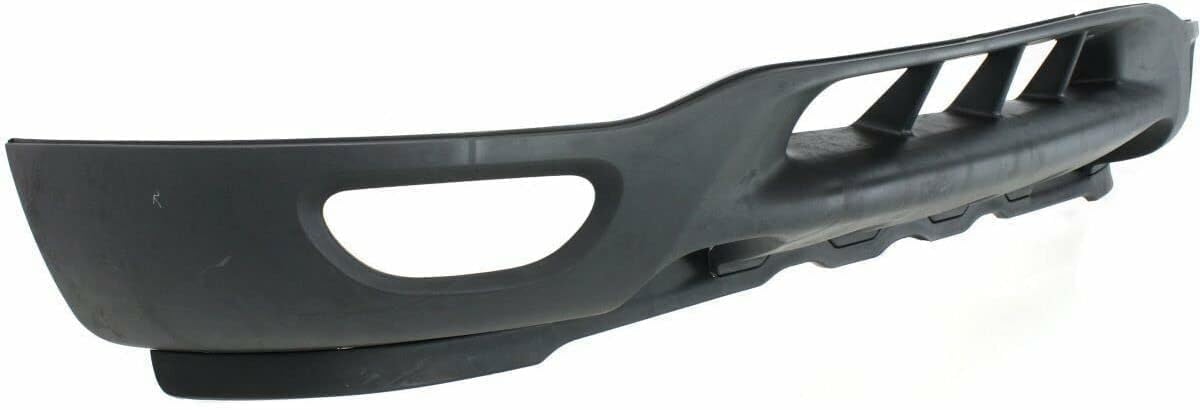 Front Bumper Chrome Steel + Upper Cover Primed + Lower Valance Textured with Fog Light & Tow Hook Holes Direct Replacement Compatible With 1999-2003 Ford F-150/1999-2002 Expedition
