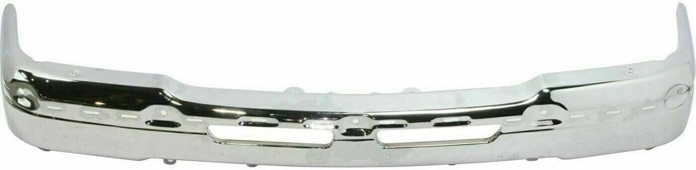 Front Bumper Face Bar Chrome Steel + Upper Cover + Lower Valance with Fog Light Holes Textured Direct Replacement For 2003-2006 Chevrolet Silverado 2500HD 3500 GM1051109 GM1002416