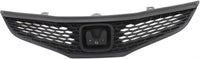 Front Bumper Cover Primed Plastic + Grille Textured + Headlights Left Driver & Right Passenger Side Direct Replacement Compatible With 2009-2014 Honda