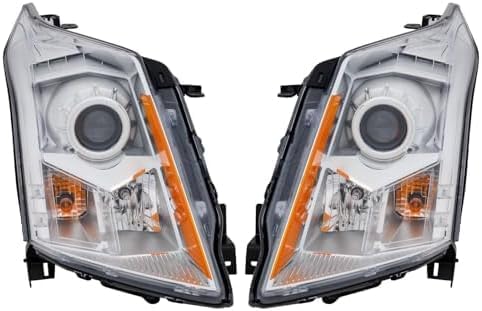 Set Of 2 Front Head Light Assembly Plastic Left Driver & Right Passenger Side Direct Replacement Compatible With 2010-2012 Cadillac SRX GM2503345 GM2502345 22853873 22853872