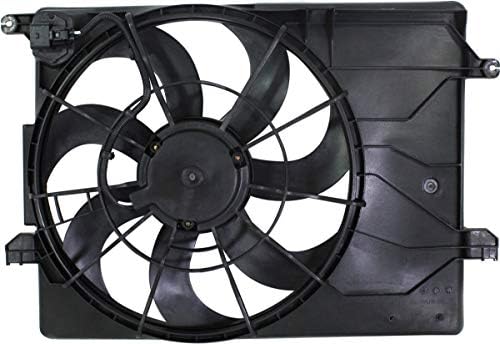 Front Radiator Cooling Fan Assembly Plastic Direct Replacement Compatible with 2010-2013 Hyundai Tucson / 2011-2013 Kia Sportage HY3115137 253802S500