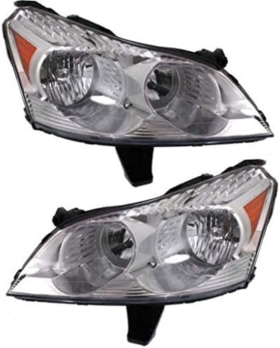 Set Of 2 Front Head Light Assembly Plastic Left Driver & Right Passenger Side Direct Replacement Compatible With 2009-2012 Chevrolet Traverse GM2503330 GM2502330