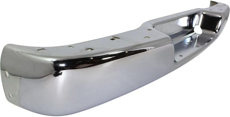 Rear Bumper Face Bar Chrome Steel Without Mounting Bracket & Object Sensor Holes Direct Replacement Compatible With 1996-2023 GMC Savana/Chevrolet Express 1500 2500 3500 GM1102397