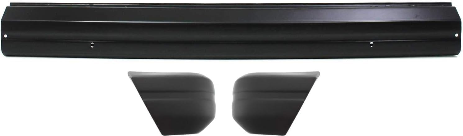 Front Bumper Face Bar Primed Steel + End Caps Textured Right & Left Side Direct Replacement Compatible With Jeep Wagoneer 1984-1990 / Cherokee 1984-1996 / Comanche 1986-1992 CH1004107