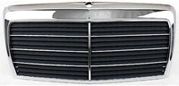 Front Grille Chrome Shell & Gray Insert Direct Replacement Compatible With 1986-1993 Mercedes Benz E-Class MB1200129 1248800783