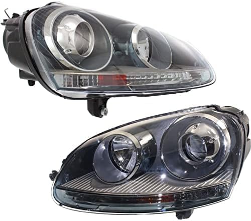 Set Of 2 Front Head Light Right Passenger & Left Driver Side Direct Replacement Compatible With 2005-2010 Volkswagen Jetta / 2006-2009 Rabbit VW2503133 VW2502133 1K6941040B