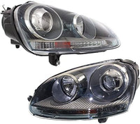 Set Of 2 Front Head Light Right Passenger & Left Driver Side Direct Replacement Compatible With 2005-2010 Volkswagen Jetta / 2006-2009 Rabbit VW2503133 VW2502133 1K6941040B