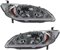 Set Of 2 Front Headlight Lens And Housing Right Passenger & Left Driver Side Direct Replacement Compatible With 2004-2005 Honda Civic HO2503121 HO2502121 33101S5AA51 33151S5AA51