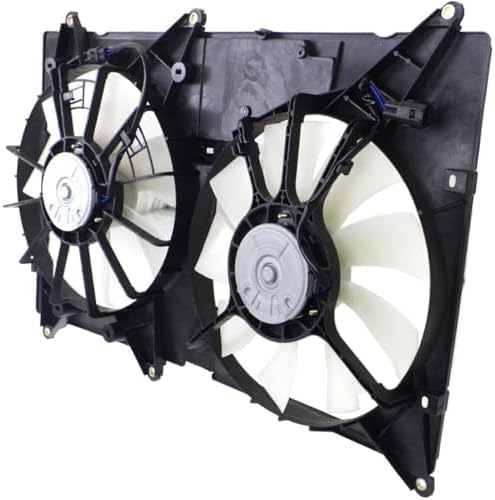 Front Radiator Cooling Dual Fan Assembly Plastic Direct Replacement Compatible with 2001-2007 Toyota Highlander / 2001-2003 Lexus RX300 LX3115102 1671120120