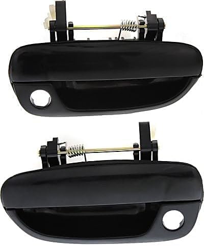 Set of 2 Front Exterior Door Handle Smooth Black Plastic Left Driver & Right Passenger Side Direct Replacement Compatible with 2000-2006 Hyundai Accent HY1311101 HY1310101