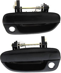 Set of 2 Front Exterior Door Handle Smooth Black Plastic Left Driver & Right Passenger Side Direct Replacement Compatible with 2000-2006 Hyundai Accent HY1311101 HY1310101
