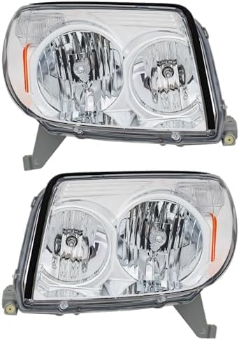 Set Of 2 Front Head Light Assembly Lens And Housing Plastic Left Driver & Right Passenger Side Direct Replacement Compatible With 2003-2005 Toyota 4Runner TO2502146 TO2503146