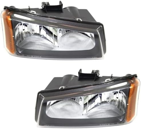 Set Of 2 Front Headlight Assembly Fluted Reflector Right Passenger & Left Driver Side Direct Replacement Compatible With 2003-2006 Chevrolet Silverado/Avalanche GM2502257 GM2503257