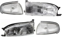Front Headlights + Corner Lamps Assembly Right Passenger & Left Driver Side Direct Replacement Compatible With 1992-1994 Toyota Camry TO2502105 TO2503105 TO2521109 TO2520107