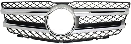 Front Grille Primed Shell And Insert With Chrome Molding & Aluminum Trim Direct Replacement Compatible With 2010-2015 Mercedes Benz GLK350 / 2013-2015 GLK250 MB1200161 20488008839776