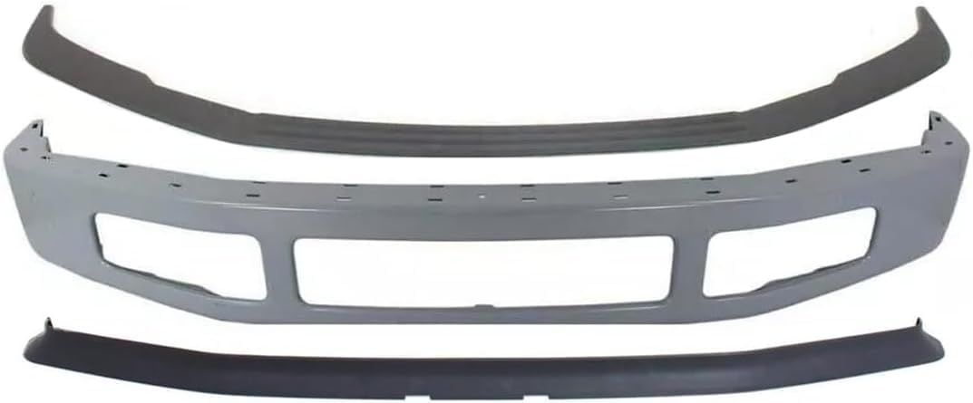 Front Bumper Primed Steel + Upper Molding + Lower Valance Spoiler Textured Direct Replacement Compatible With 2008-2010 Ford F-250 F-350 Super Duty FO1044103 FO1002403 FO1093114