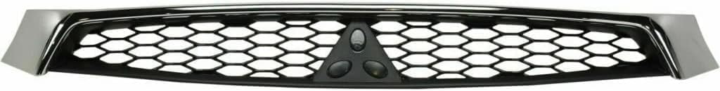 Front Grille Assembly Texture Black Insert With Chrome Molding Plastic Direct Replacement Compatible With 2016-2017 Mitsubishi Lancer MI1200267 7450B019