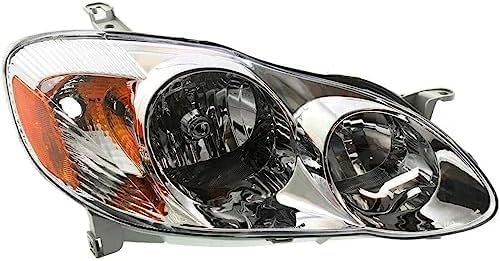 Set Of 2 Front Head Light Assembly Plastic Left Driver & Right Passenger Side Direct Replacement Compatible With 2003-2004 Toyota Corolla TO2503139 TO2502139 8111002190 8115002200