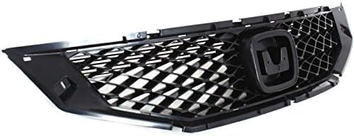 Front Grille Insert Primed With Chrome Molding Plastic Direct Replacement Compatible With 2008-2010 Honda Accord HO1200192 HO1210123 71121TE0A01 71122TE0A01